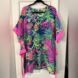 Lilly Pulitzer Julie silk caftan in indigo all a glow size s/m